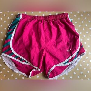 Pink and teal Nike athletic shorts